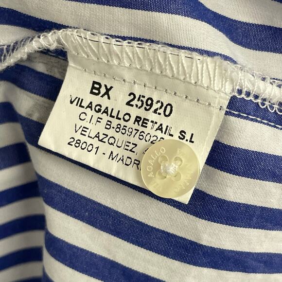 Vilagallo Nina Stripe Floc Shirt Pure Cotton Button Front Womens 42 / US Large - Picture 8 of 10